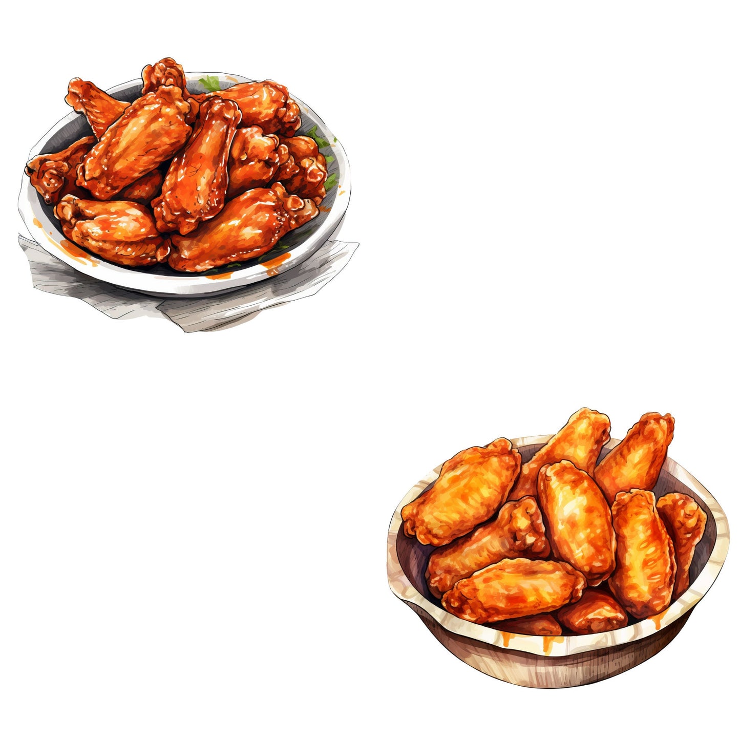 Watercolor Chicken Wings Clipart