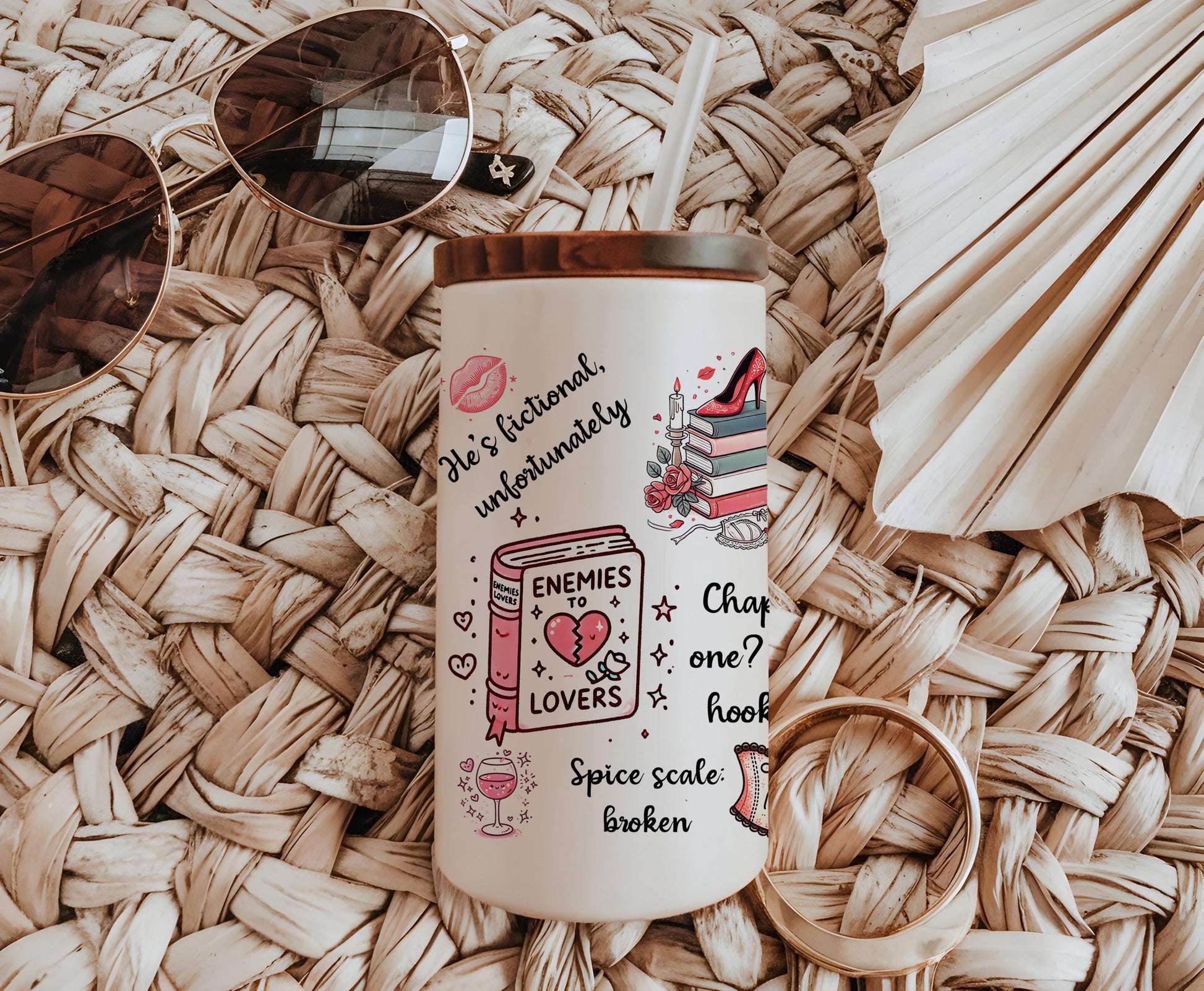 a coffee mug with a picture of a book on it