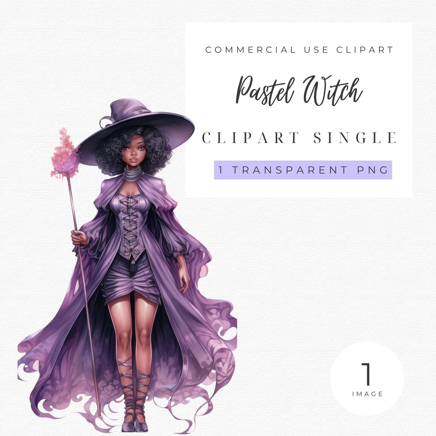 Clipart de bruja pastel de acuarela