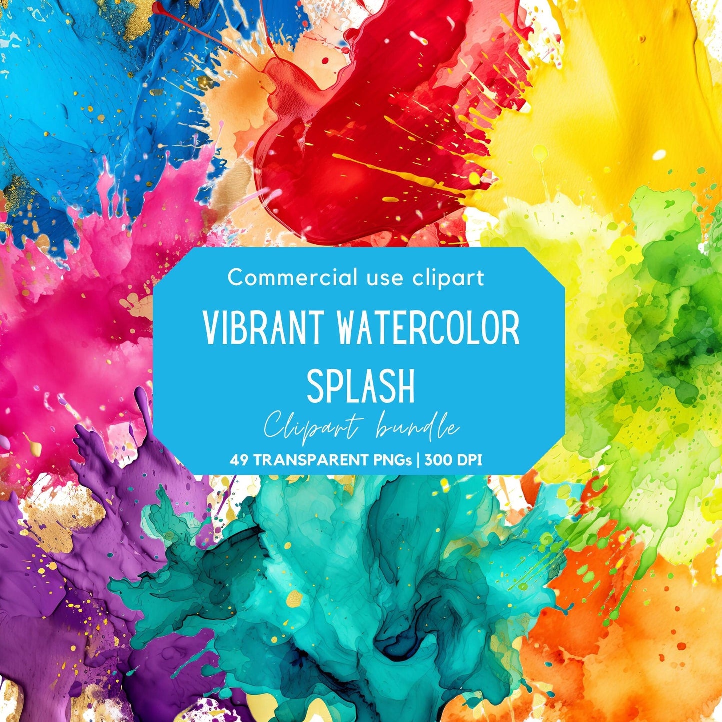 Vibrant watercolor splatter clipart