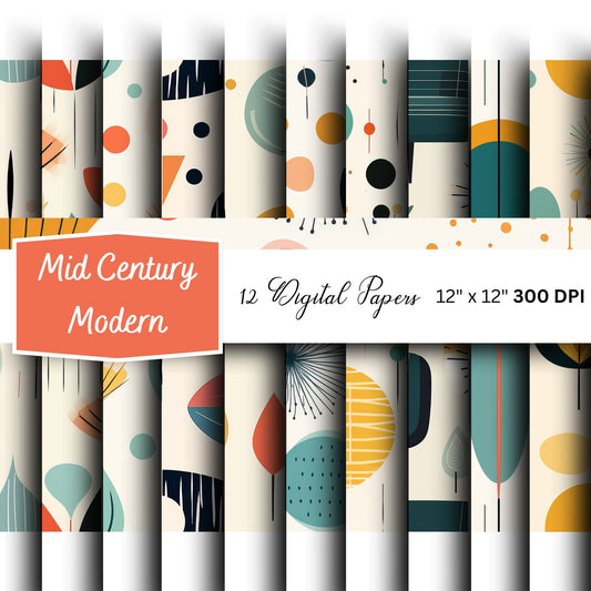 Mid Century Modern Seamless Pattern Digital Papers
