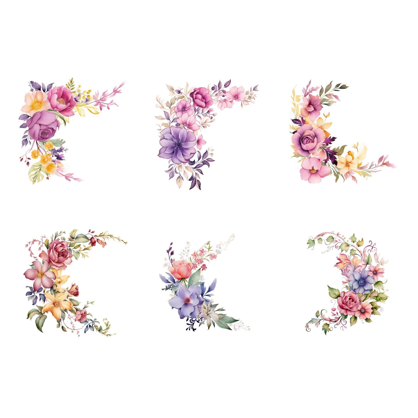 Regency Floral Corner Arrangements Clipart