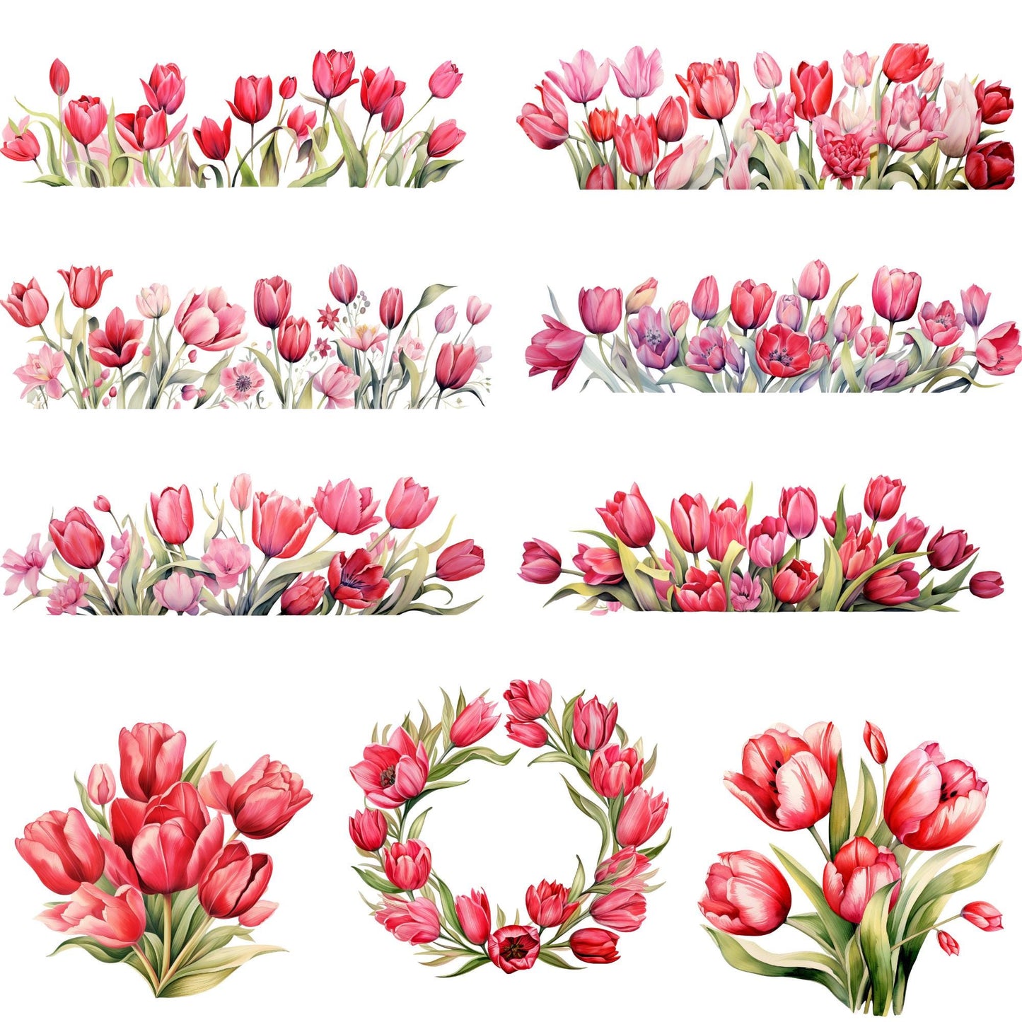 Red and Pink Tulip Clipart