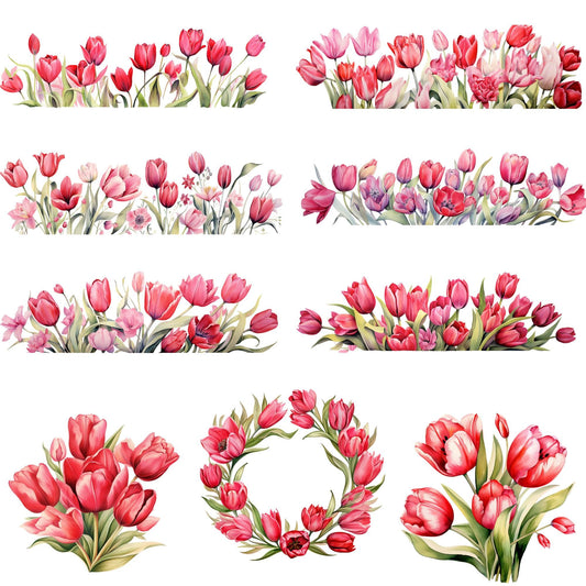 Clipart de tulipán rojo y rosa