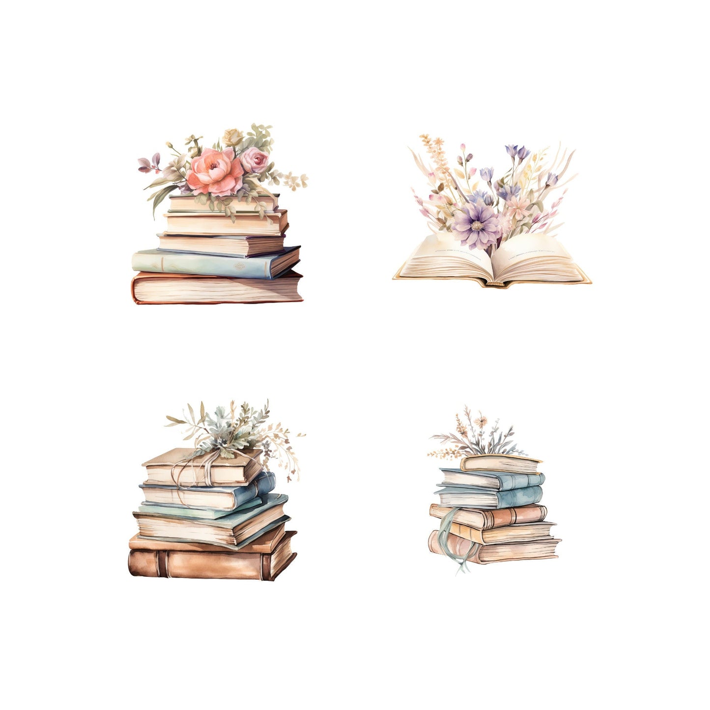Watercolor Boho Bookshelf Clipart
