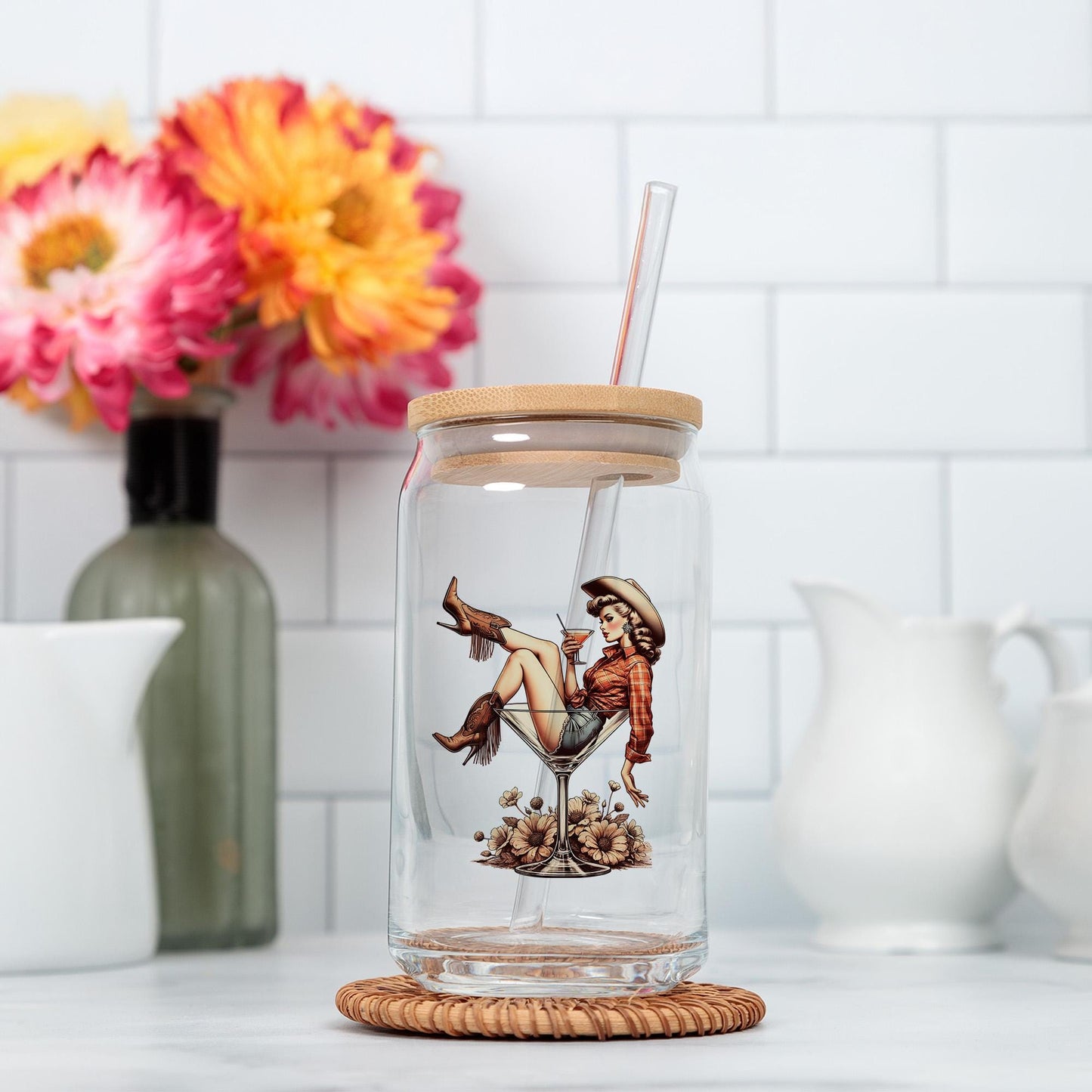 Cowgirl Martini Glass PNG