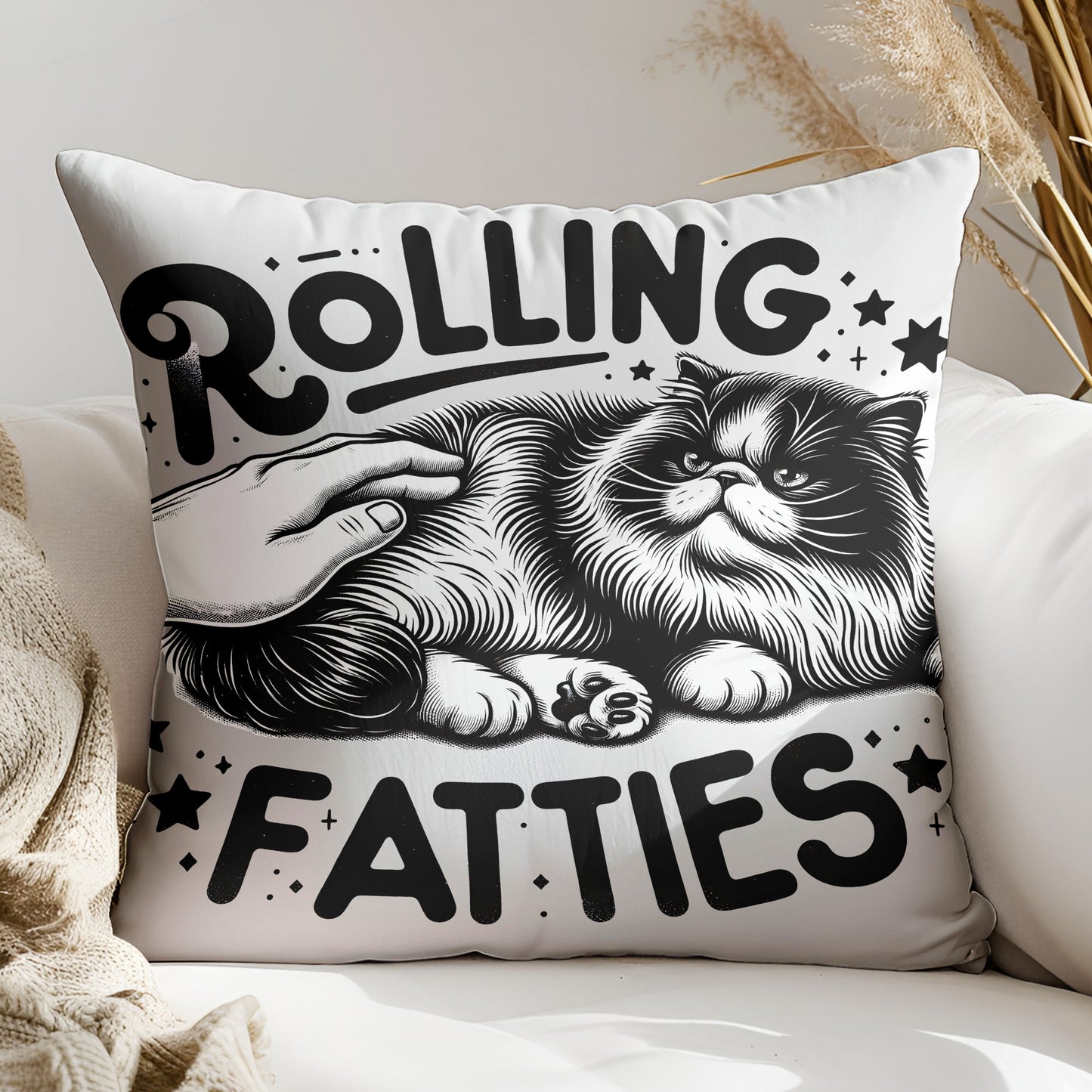 a pillow that has a cat on it