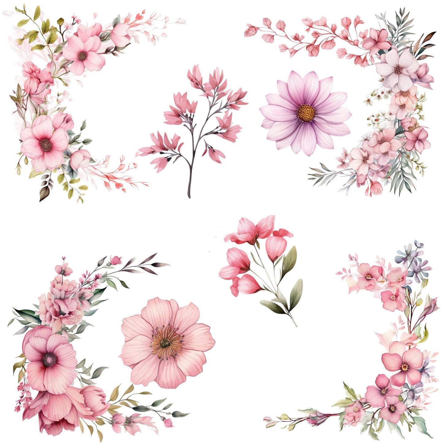 Clipart floral rosa polvoriento