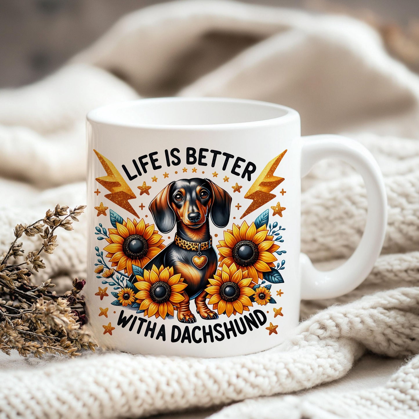 La vida es mejor con un perro salchicha PNG