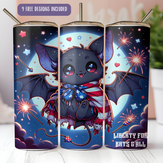 a set of three tumbles with a bat on it