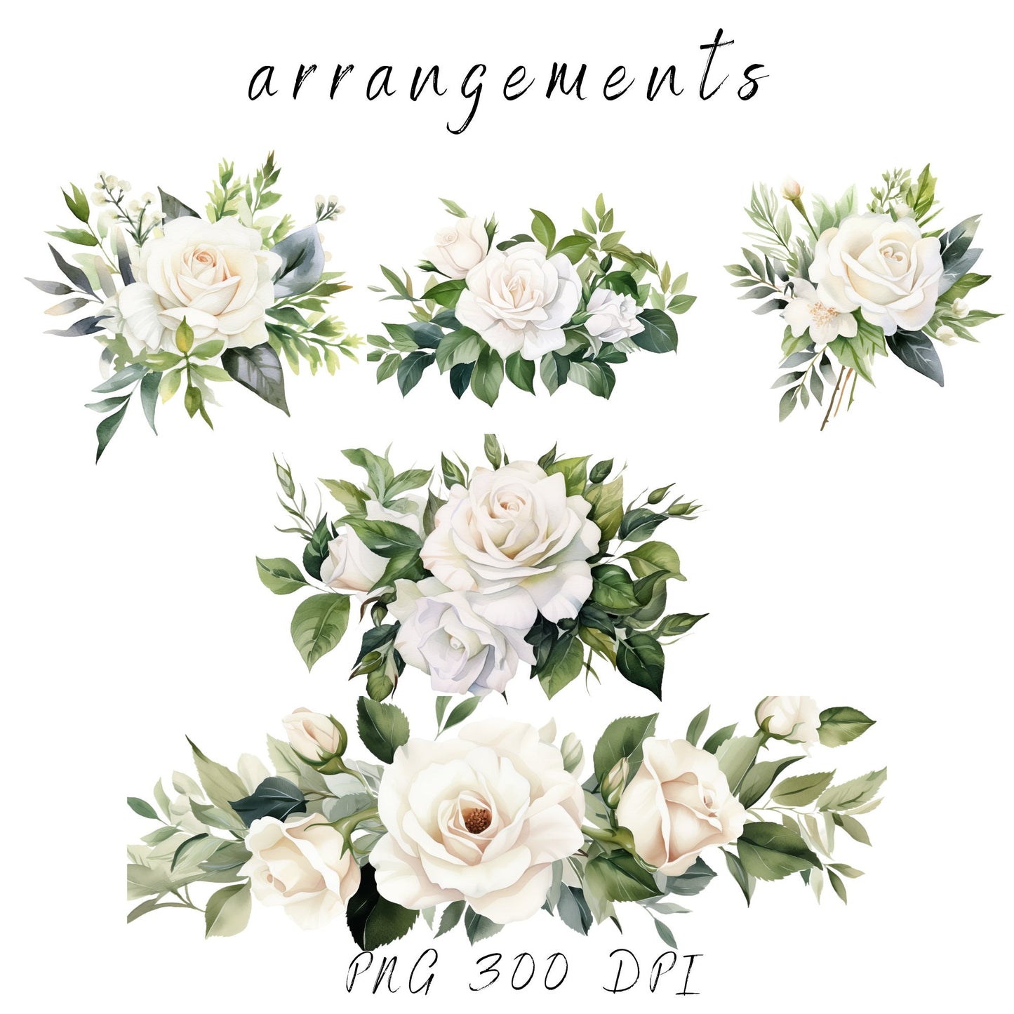 Clipart de rosa blanca y vegetación