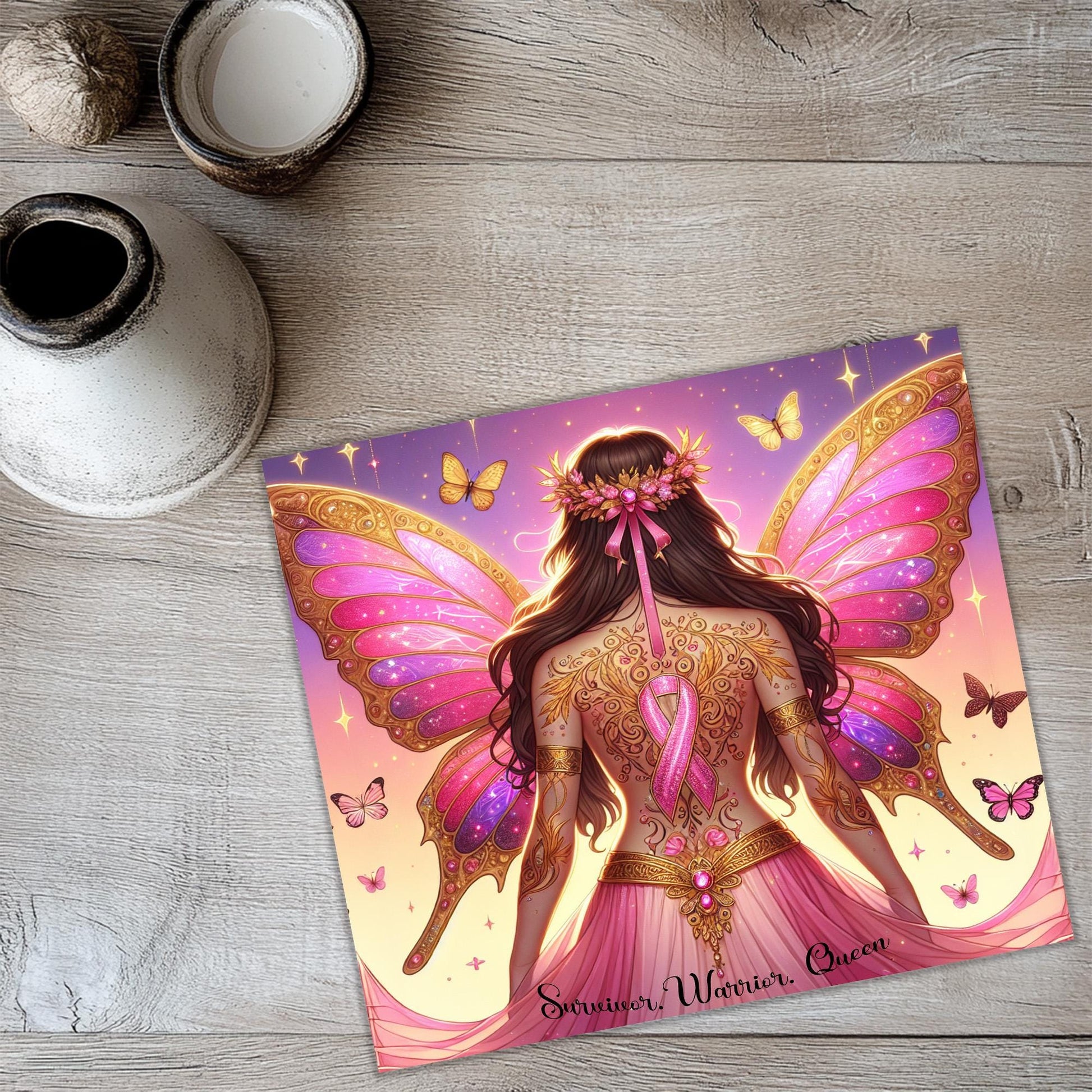 a picture of a woman with a butterfly on her back