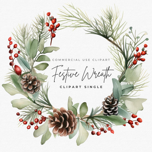 Festive Wreath Clipart Single
