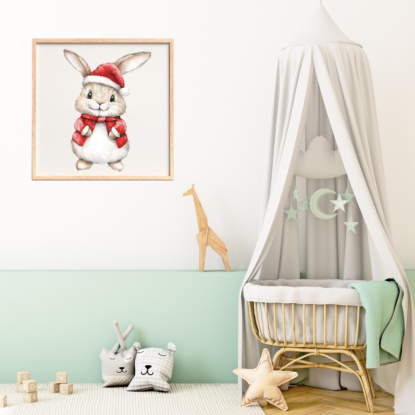 Watercolor Christmas Bunny Clipart
