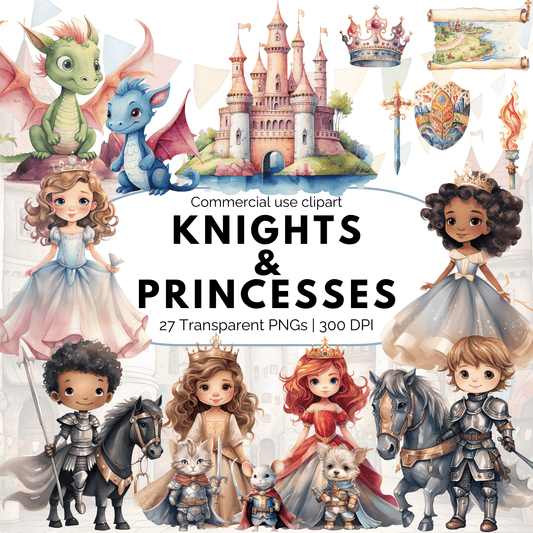 Fairytale Knights and Princess Clipart