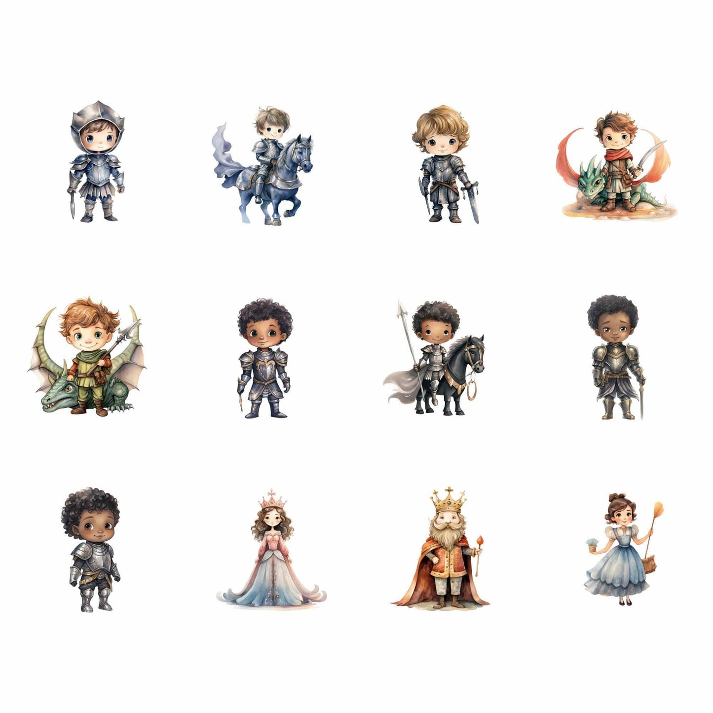 Fairytale Knights and Princess Clipart