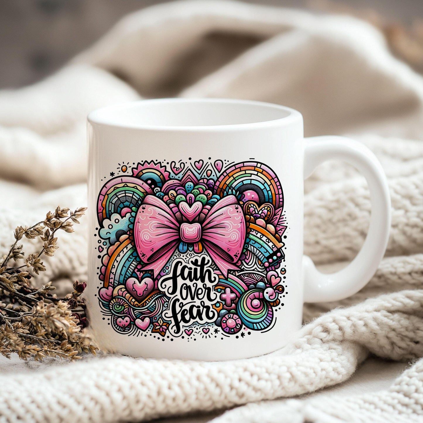 Faith over fear pink bow png