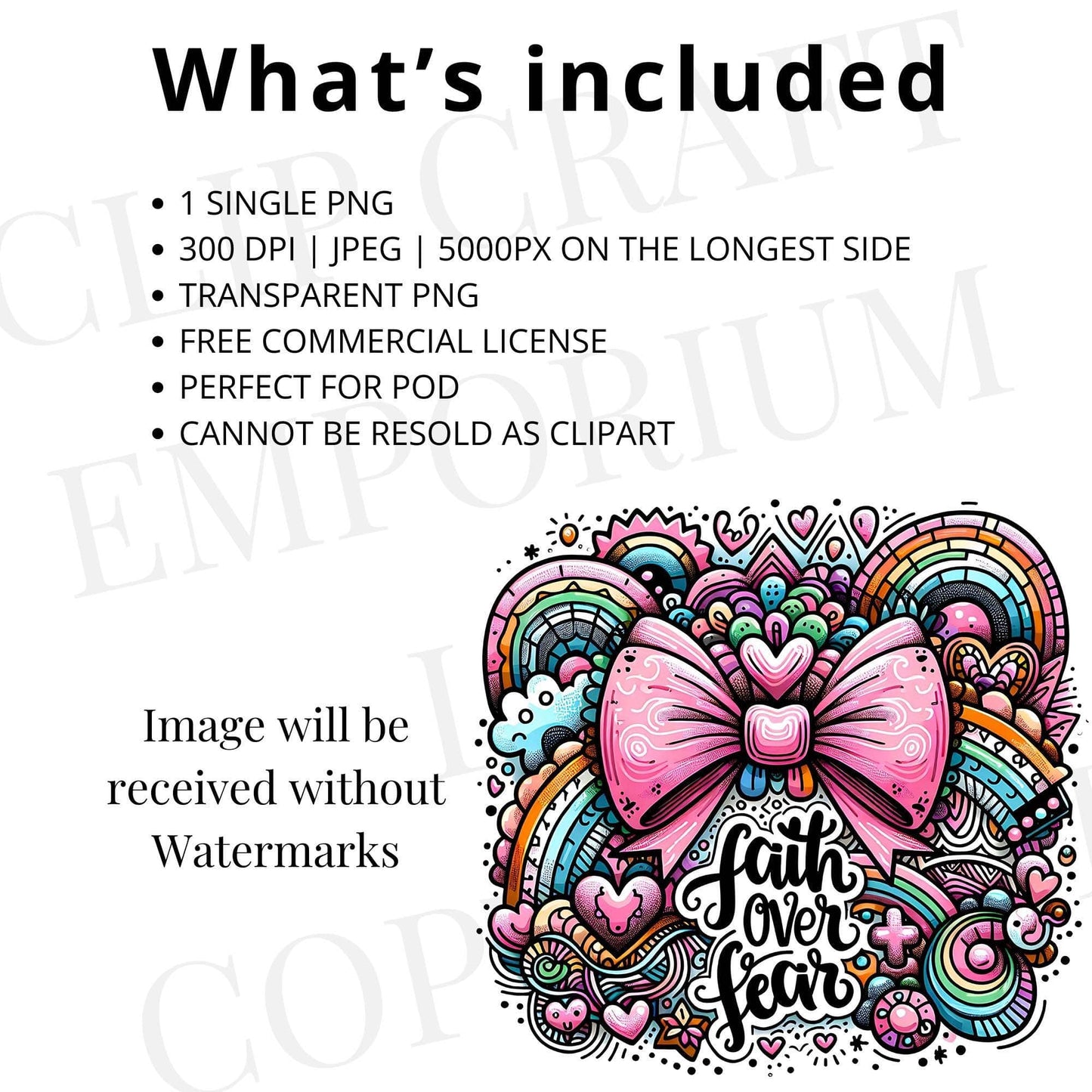 Faith over fear pink bow png
