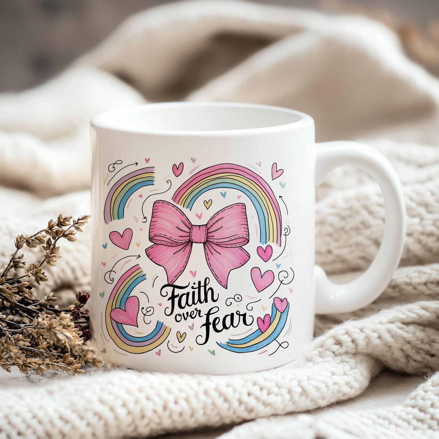 Faith over fear pink bow png