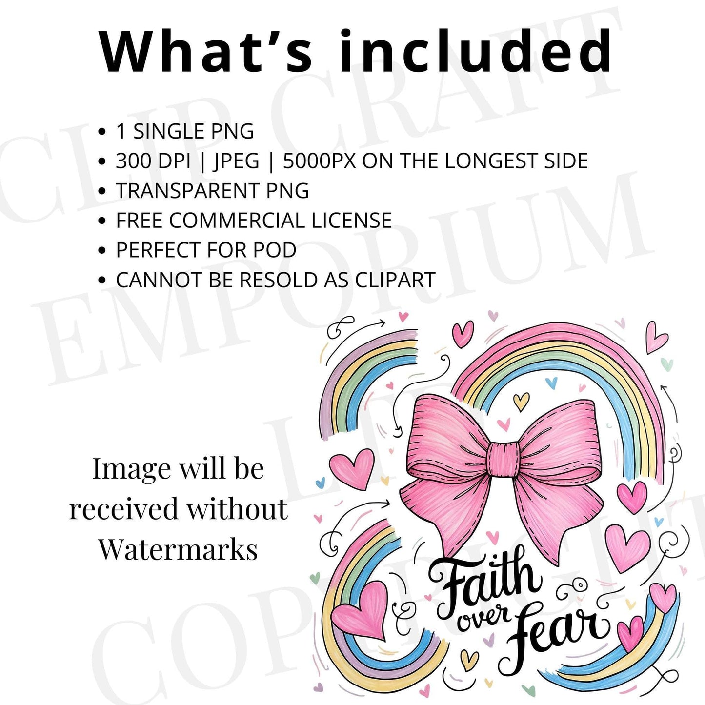 Faith over fear pink bow png