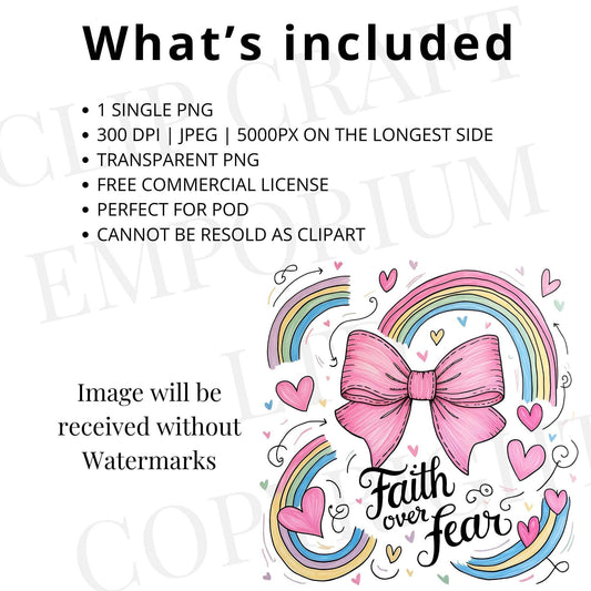 Faith over fear pink bow png