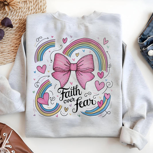Faith over fear pink bow png