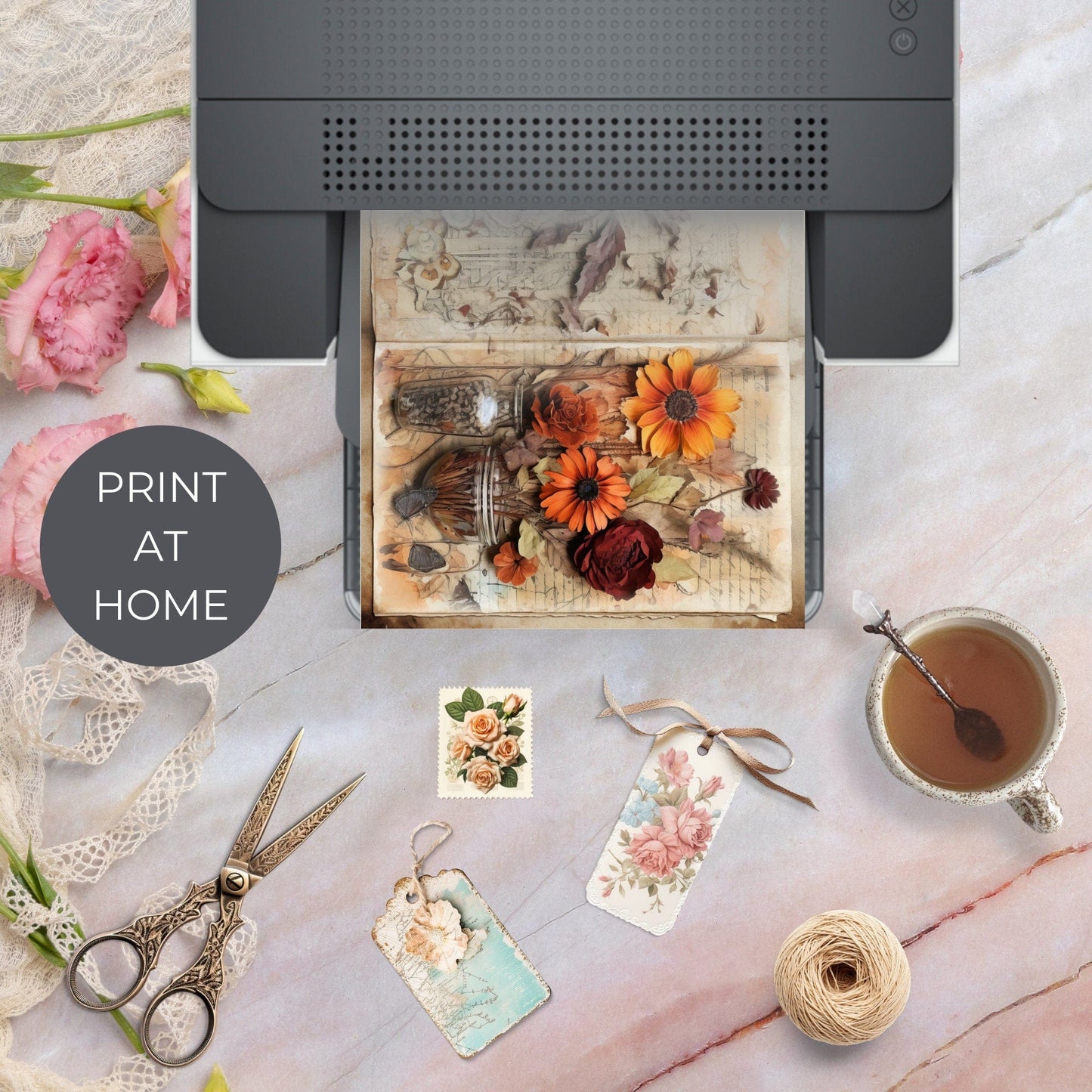Fall Floral Junk Journal Pages Vol2