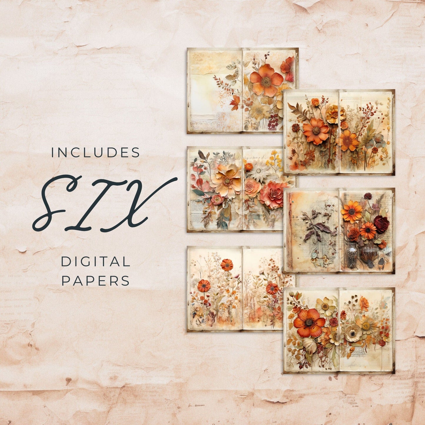 Fall Floral Junk Journal Pages Vol2