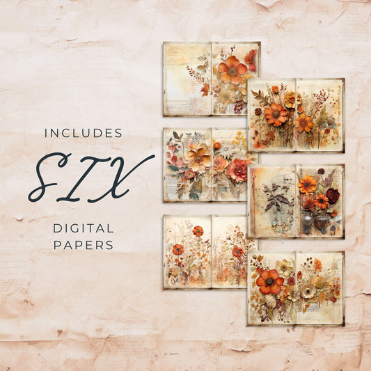 Fall Floral Junk Journal Pages Vol2