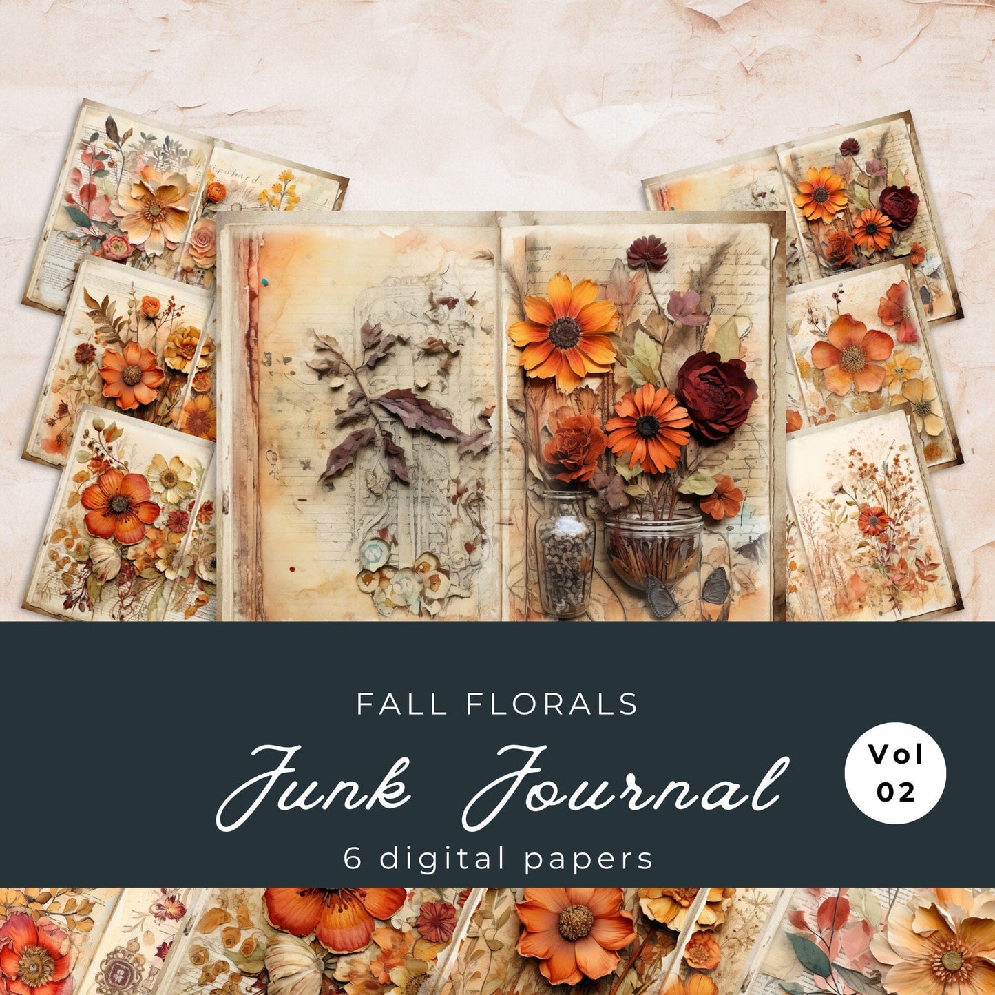 Fall Floral Junk Journal Pages Vol2