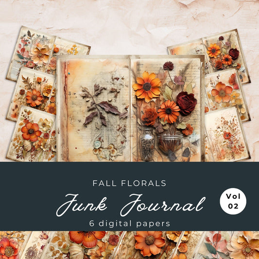 Fall Floral Junk Journal Pages Vol2