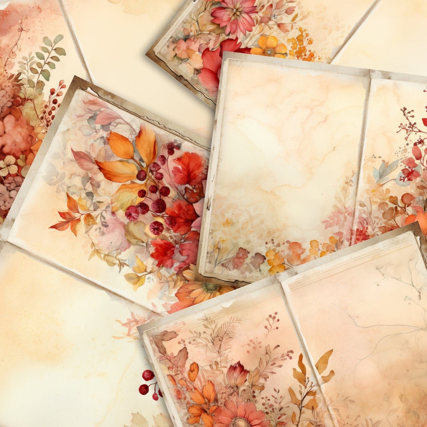 Fall Floral Junk Journal Pages Vol3