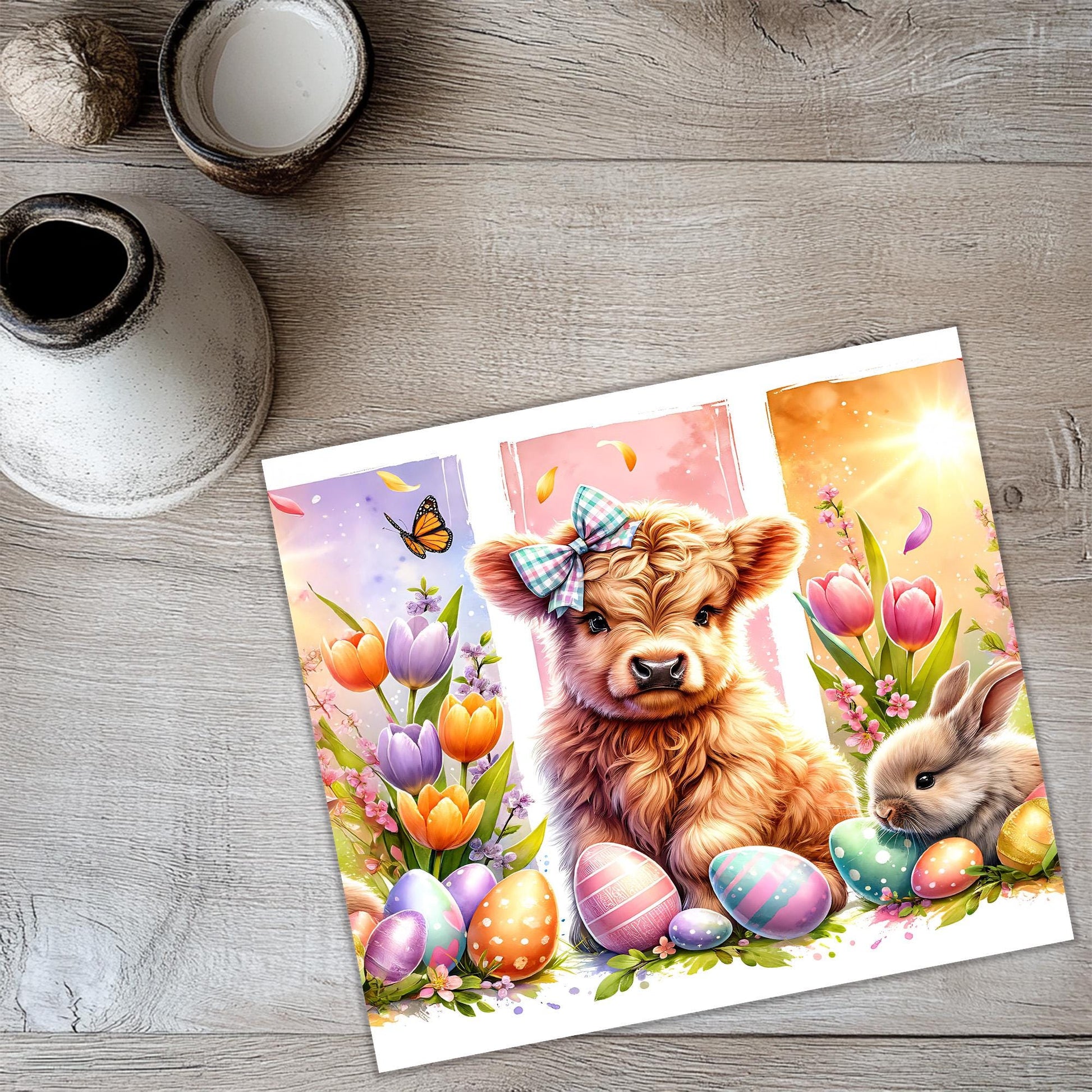 a card with a picture of a bear and a bunny
