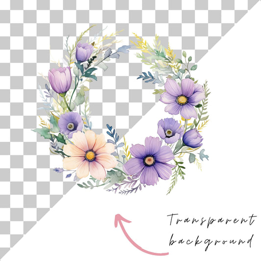 Wildflower Wreath Clipart Single