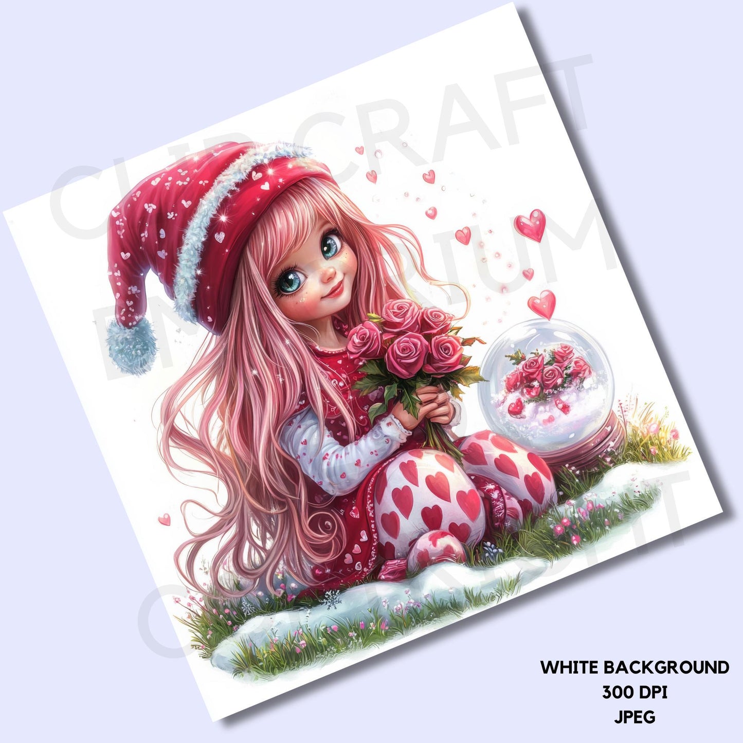 Pink Valentines Gnome Clipart