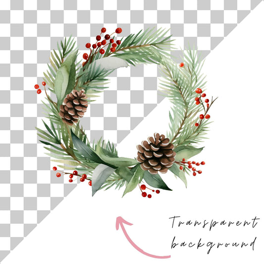 Festive Wreath Clipart Single