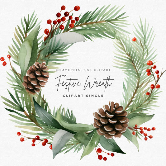 Festive Wreath Clipart Single