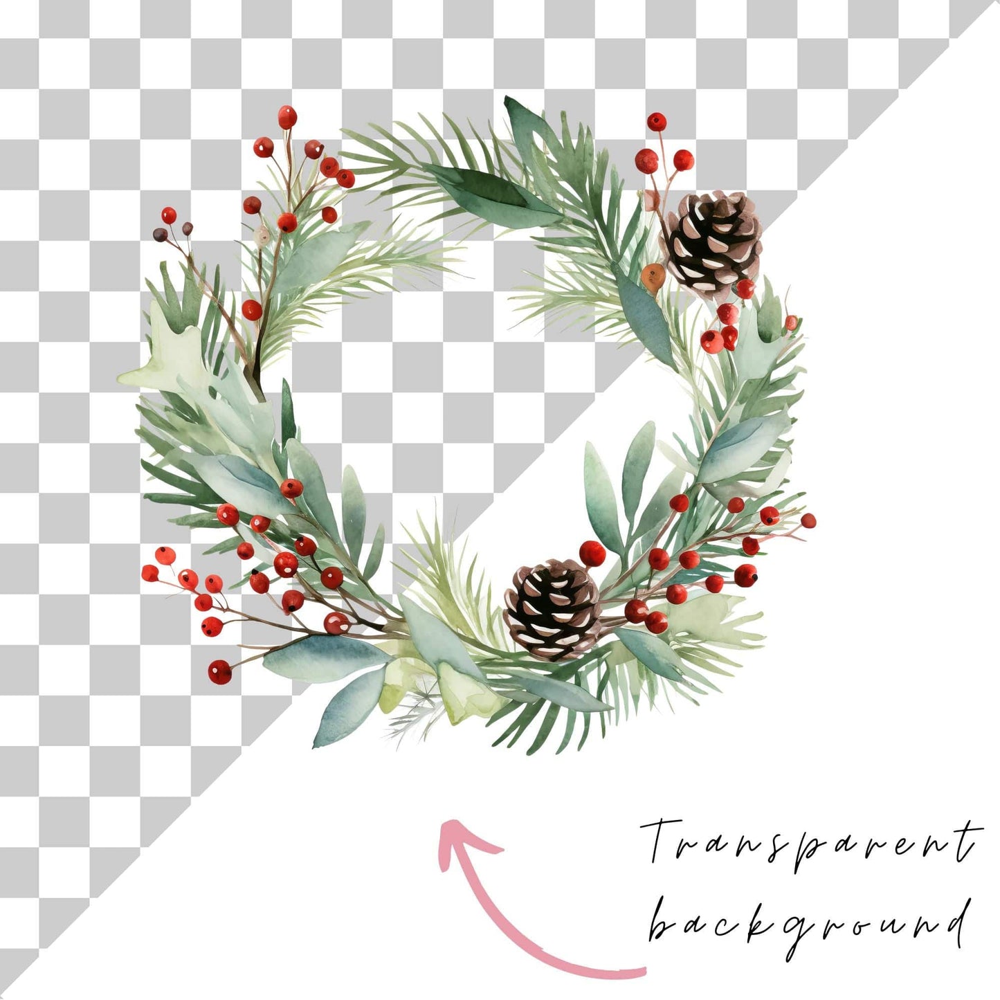 Festive Wreath Clipart Single