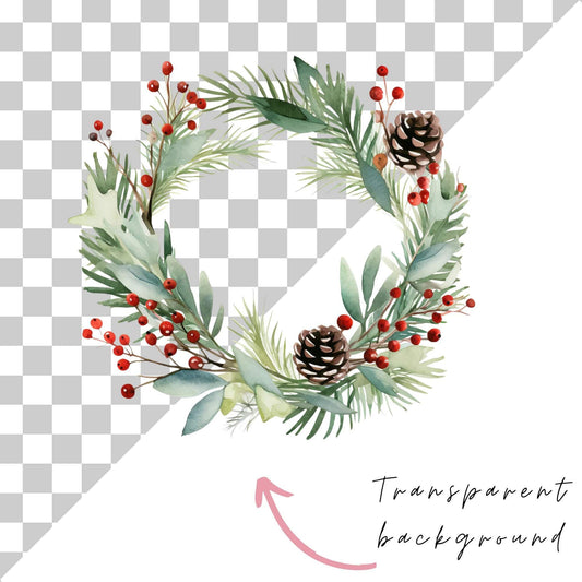 Festive Wreath Clipart Single