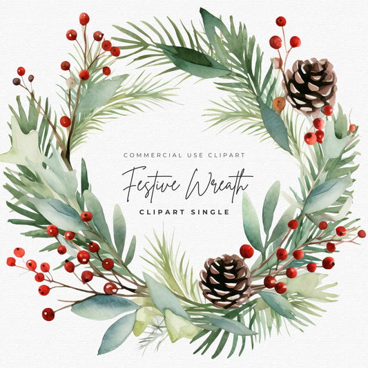 Festive Wreath Clipart Single
