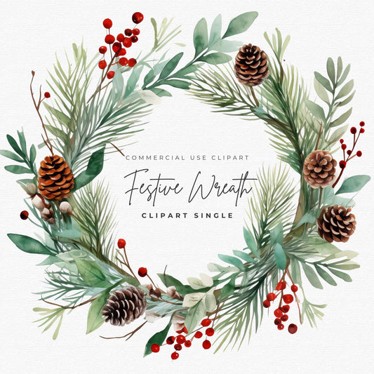 Festive Wreath Clipart Single