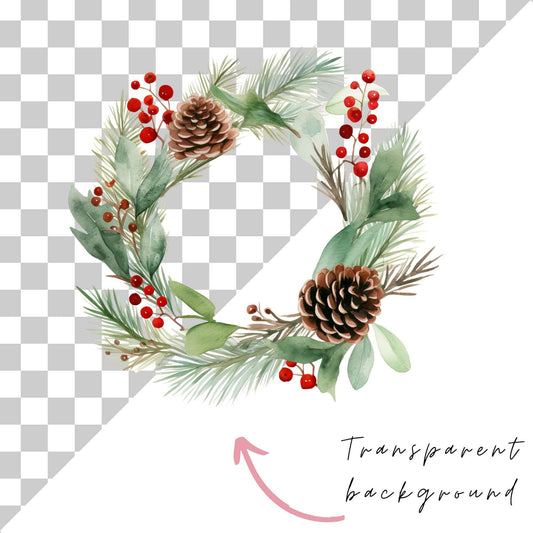 Festive Wreath Clipart Single