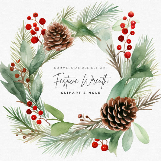 Festive Wreath Clipart Single