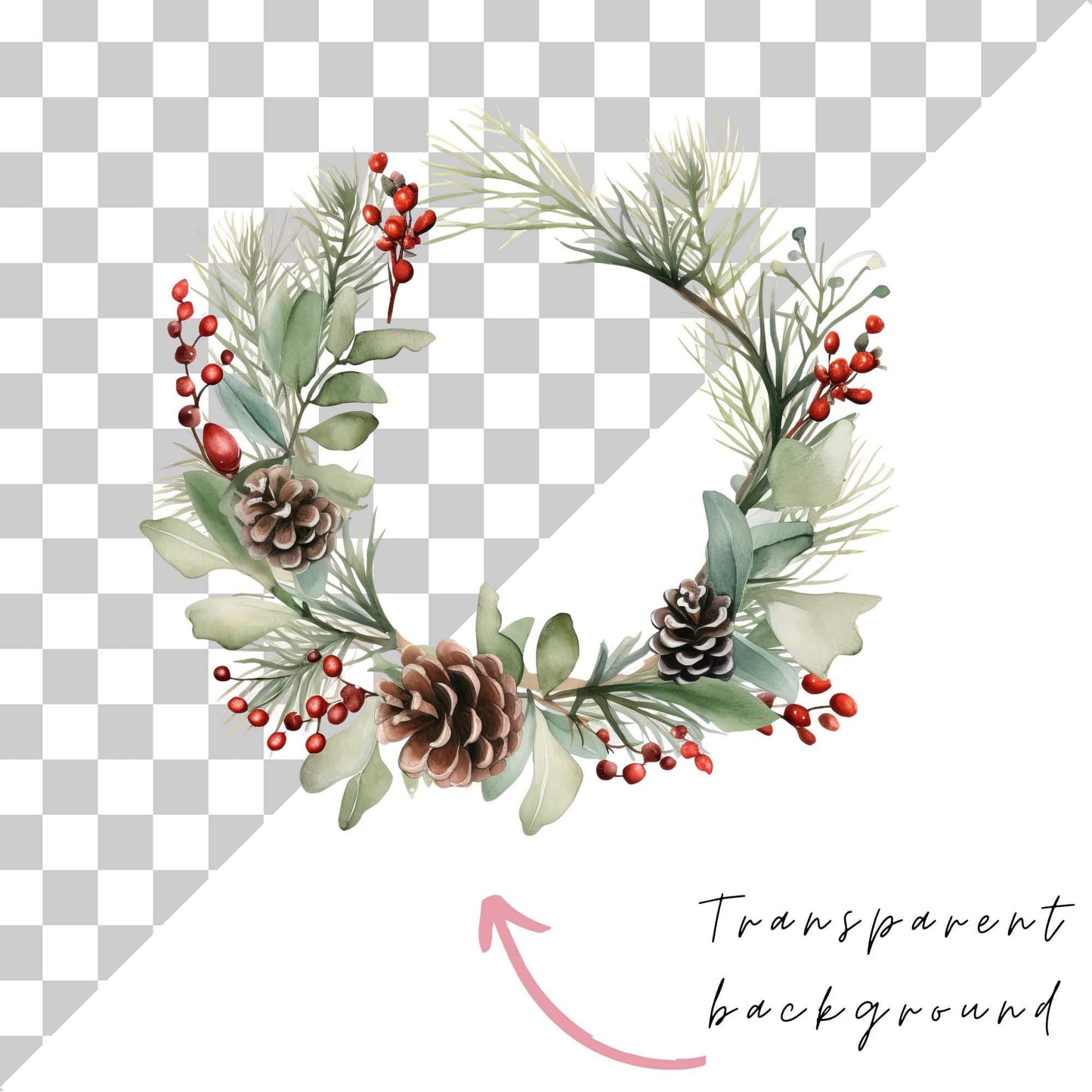Festive Wreath Clipart Single