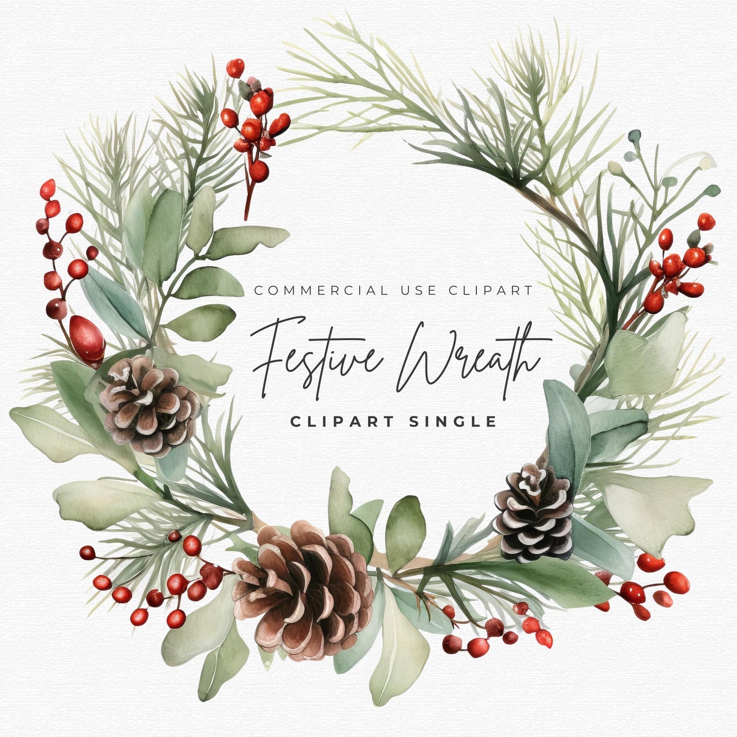 Festive Wreath Clipart Single