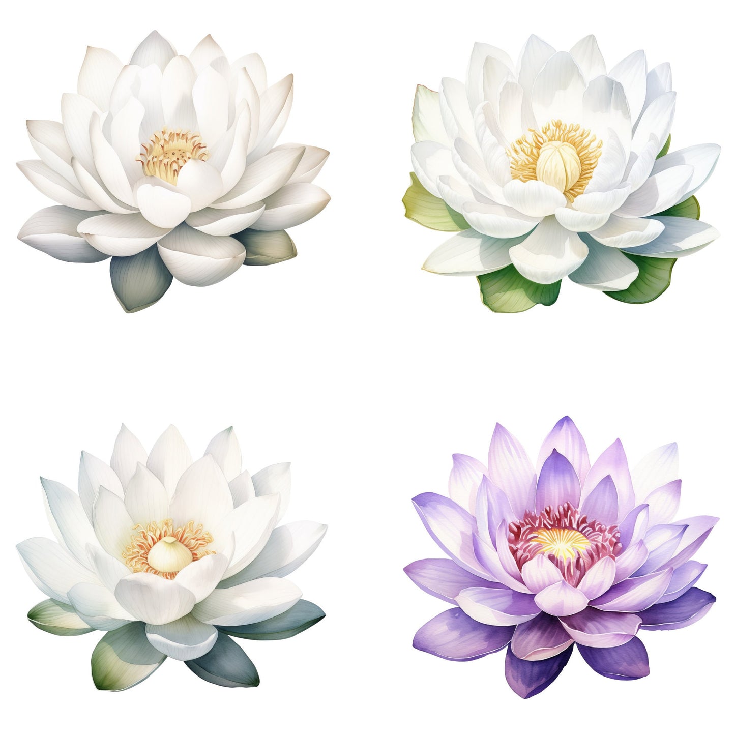 Clipart de flor de loto en acuarela