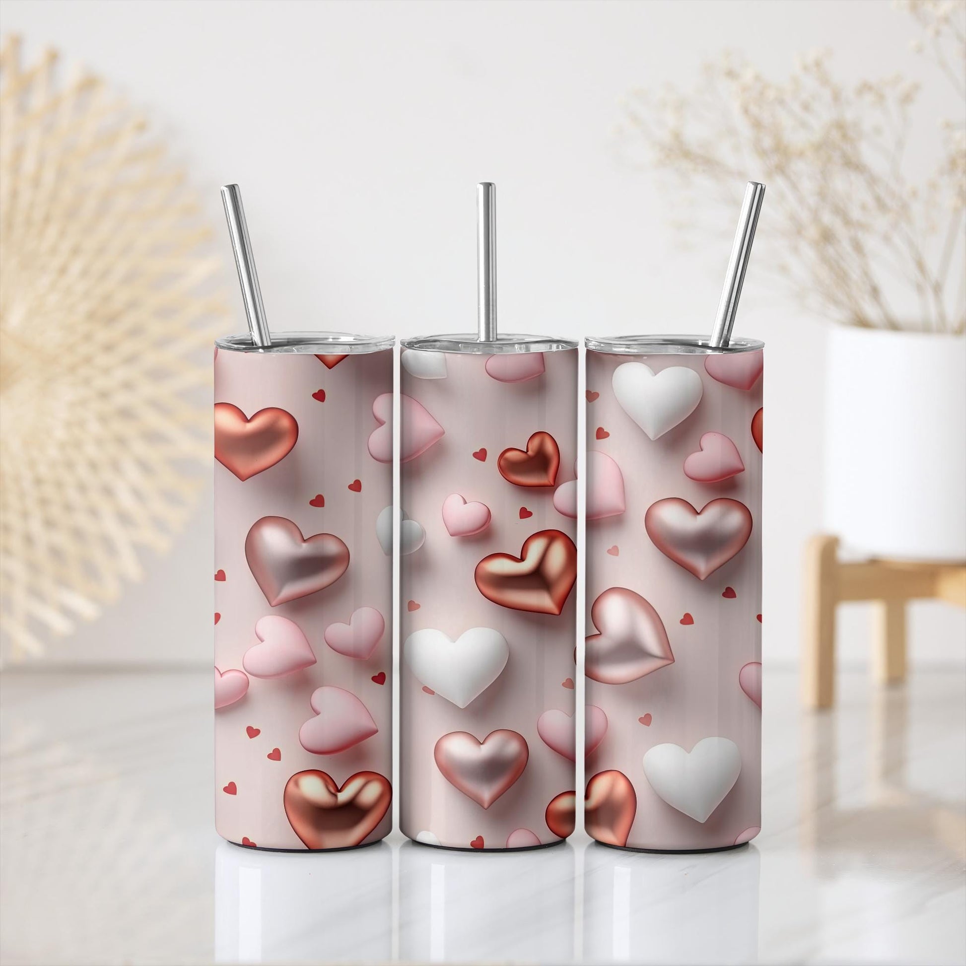 a couple of cans with hearts on them