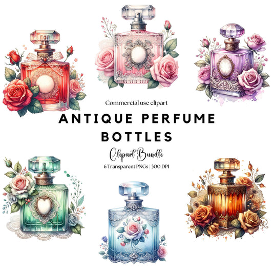Antique Perfume Bottle Clipart Set
