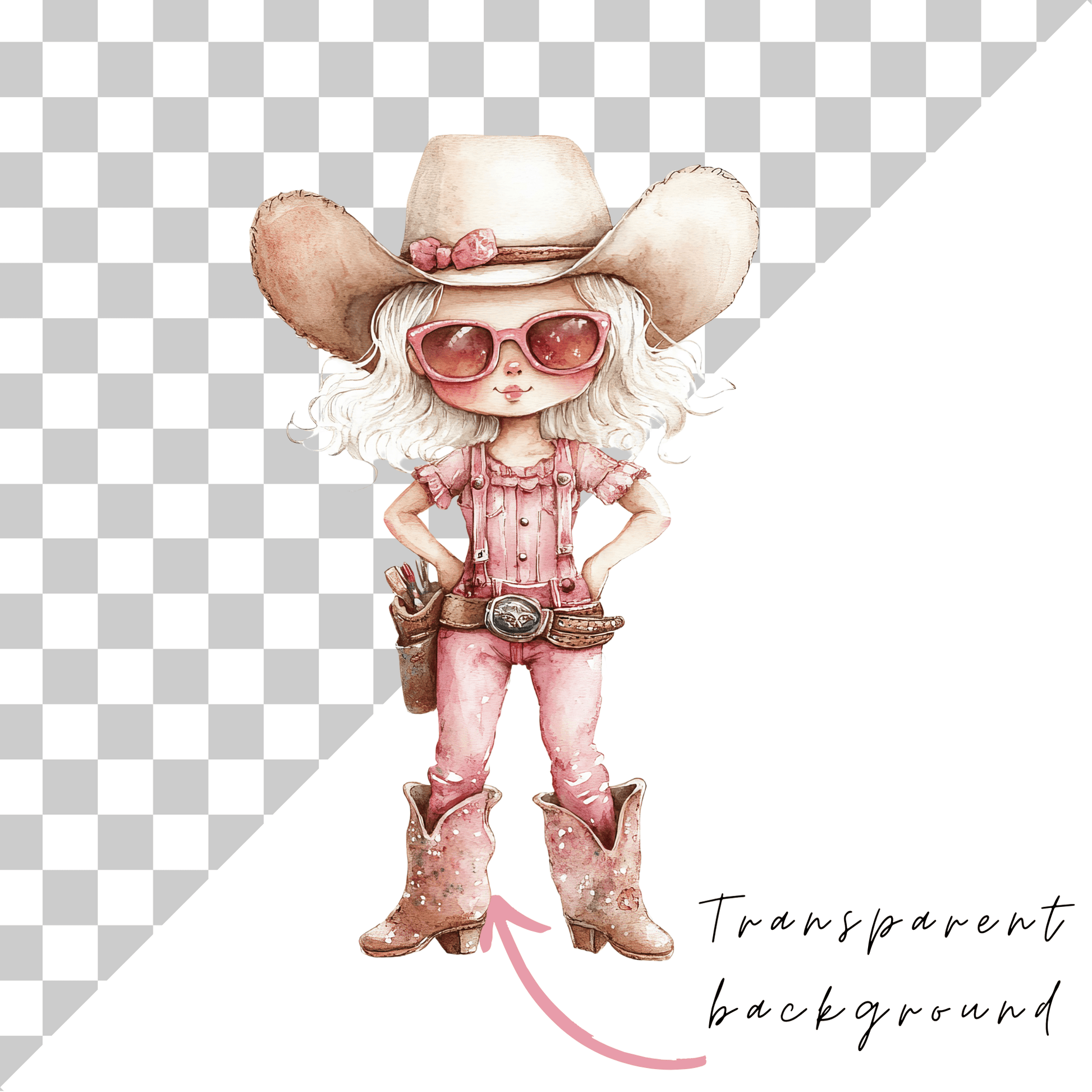 a drawing of a girl with a cowboy hat and sunglasses