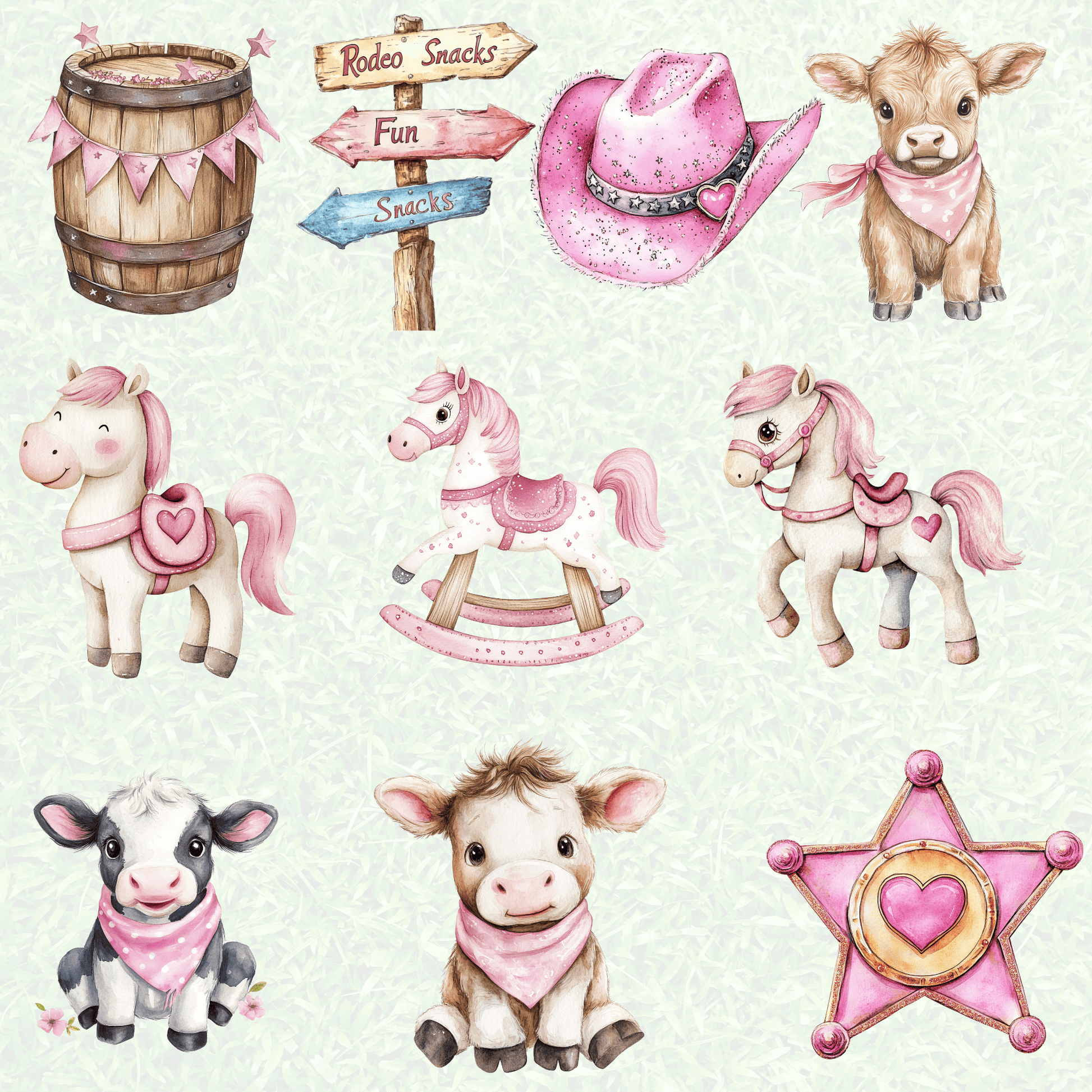 a drawing of a bunch of farm animals